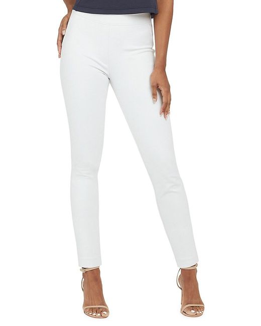 Spanx Cotton Silver Lining Onthego Ankle Slim Straight Pants in White