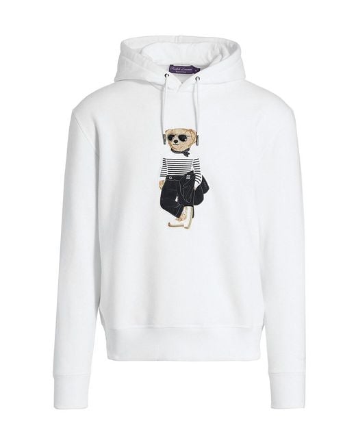 Ralph Lauren Purple Label Cotton Polo Bear Hoodie Sweatshirt in White ...