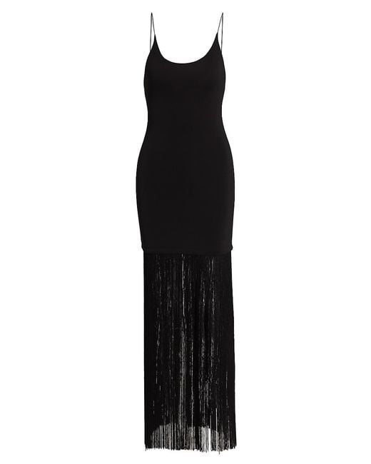 Alice + Olivia Synthetic Steph Fringe Sleeveless Dress in Black | Lyst
