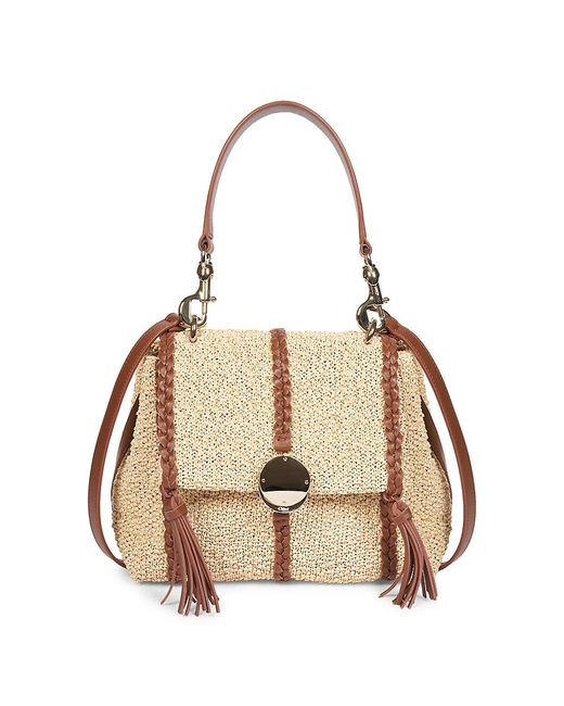 Chloé Penelope Woven Small Shoulder Bag in Natural | Lyst