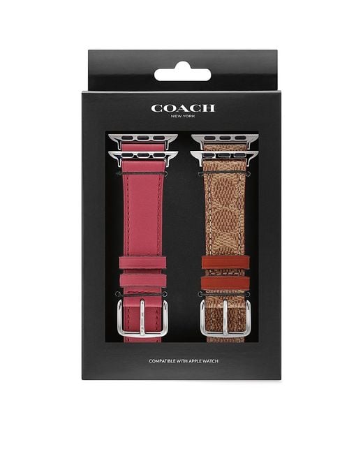 COACH Apple Watch Leather Strap Gift Set in Black Lyst