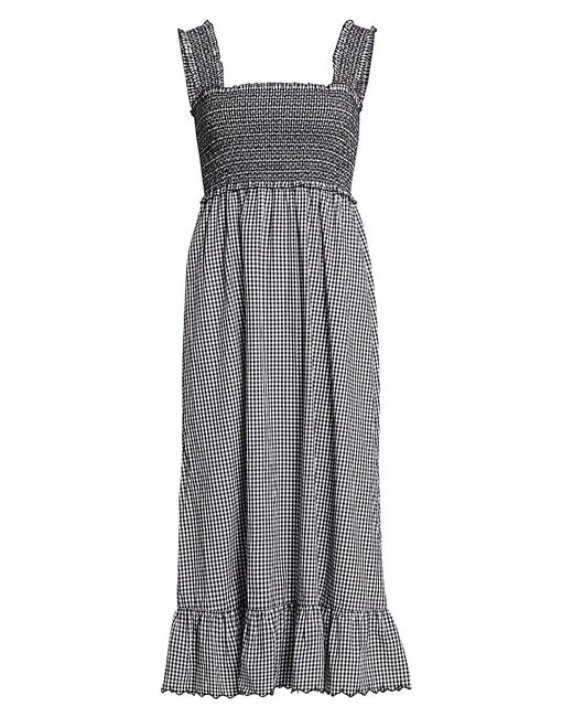 Rails Cotton Rumi Smocked Gingham Midi-dress in Black - Lyst