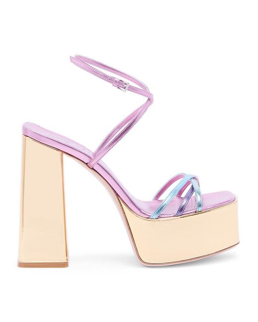 HAUS OF HONEY Wannabe Colorblock Leather Platform Sandals in Pink | Lyst
