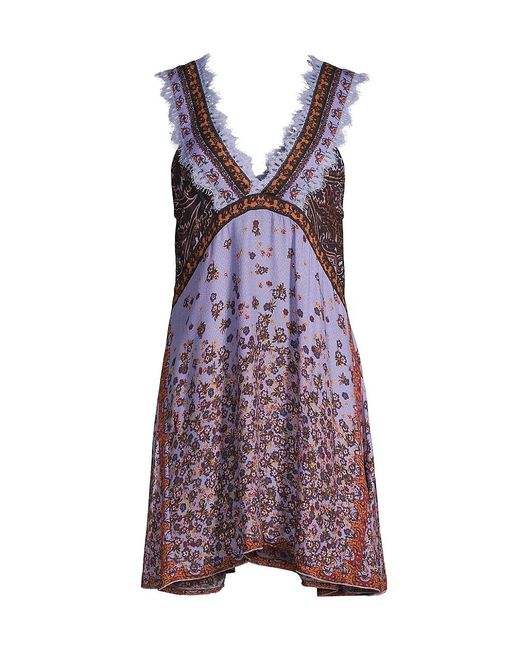 Free People East Willow Trapeze Minidress in Purple | Lyst