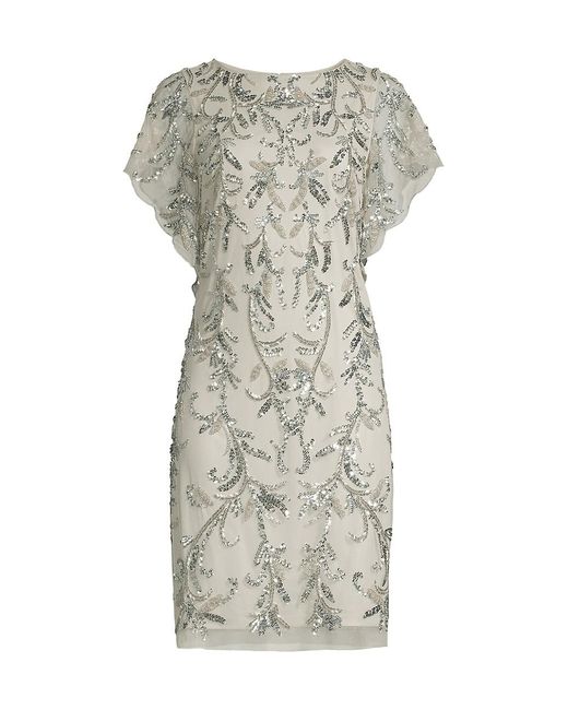 Aidan Mattox Synthetic Embellished Flutter-sleeve Cocktail Dress in ...