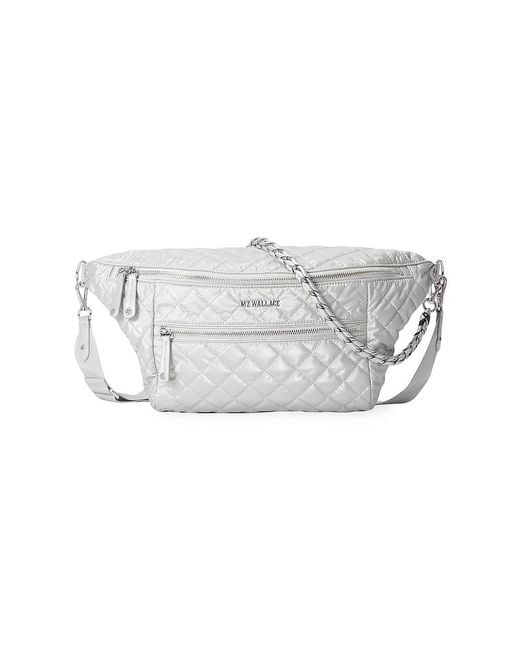 MZ Wallace Crosby Sling Metallic Quilted Nylon Crossbody Bag in