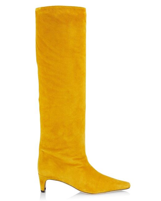 STAUD Wally Suede Knee-high Boots in Yellow | Lyst