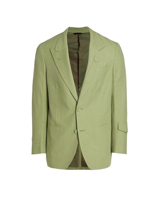 Fendi Giacca Two-button Linen Blazer in Sage Green (Green) for Men | Lyst