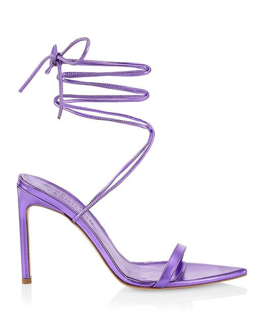 Bettina Vermillon Isabela Metallic Leather Lace-up Sandals in Purple | Lyst