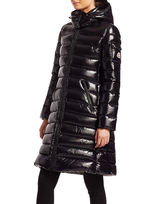 Moncler Synthetic Moka Lacquer Long Puffer Coat in Black - Lyst