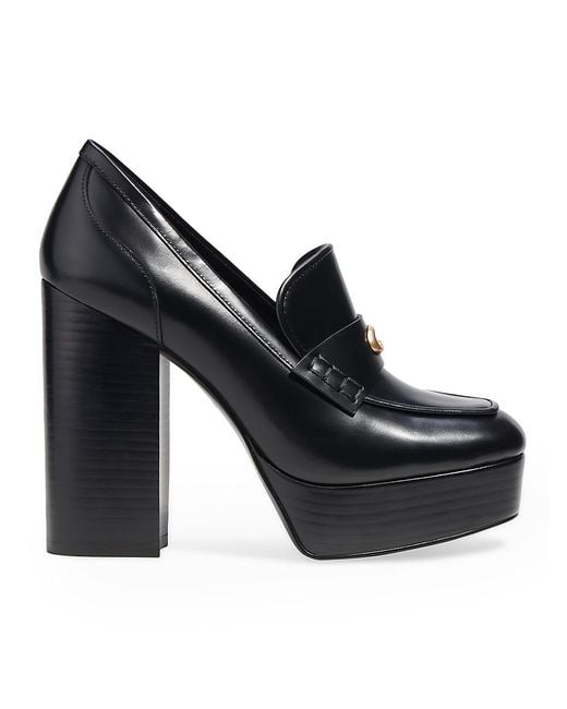 COACH Ilyse 120mm Leather Platform Loafers in Black | Lyst