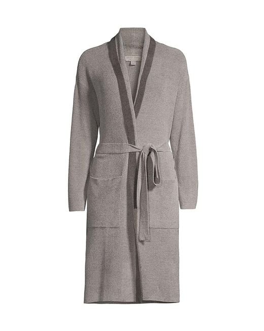 Barefoot Dreams Cozychic Ribknit Robe in Gray Lyst