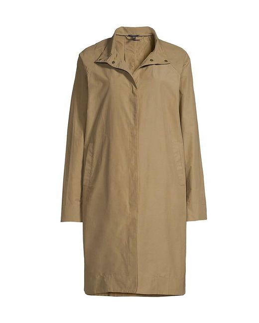 Eileen Fisher Knee-length Snap-front Coat in Natural | Lyst