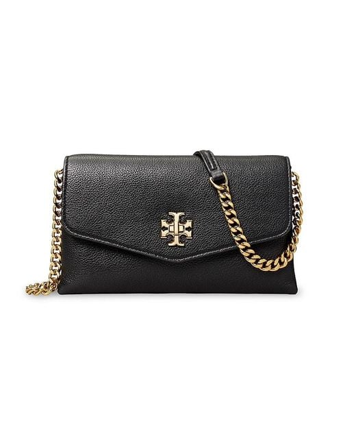Tory Burch Kira Leather Wallet-on-chain in Black - Lyst