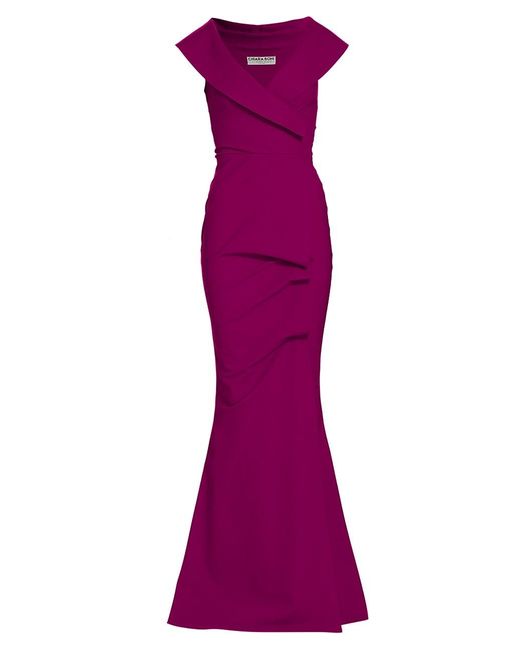 La Petite Robe Di Chiara Boni Cocoon Collar Trumpet Gown in Purple Lyst
