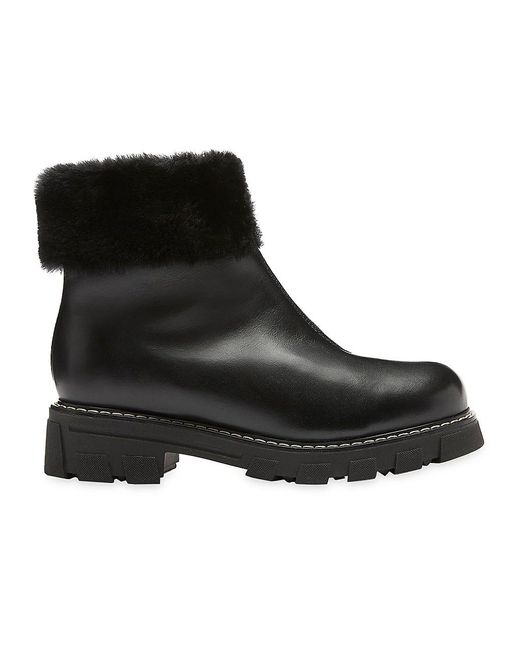 La Canadienne Abba Fur-trimmed Leather Booties in Black | Lyst