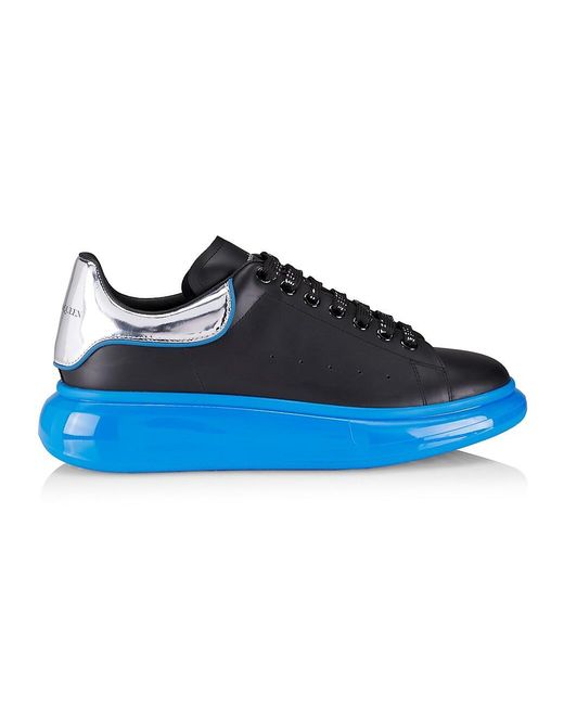 Alexander McQueen Contrast Sole Leather Platform Sneakers in Blue for ...