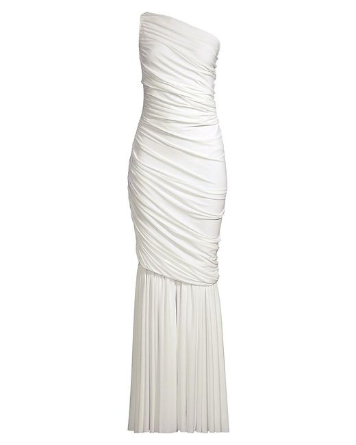 Norma Kamali Diana Fringed Fishtail Gown in White | Lyst