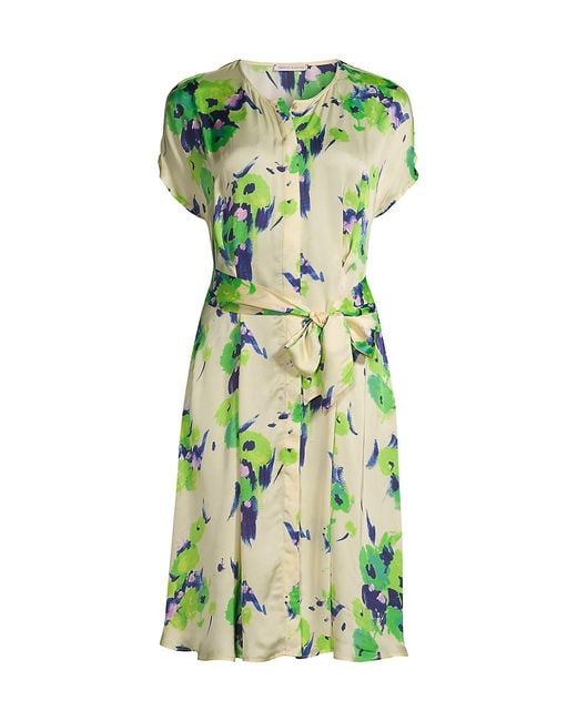 Frances Valentine Anna Belted Floral Dress in Green | Lyst