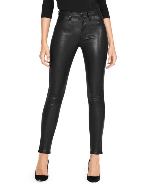 Hudson Jeans Barbara High-rise Super Skinny Leather Pants in Black - Lyst