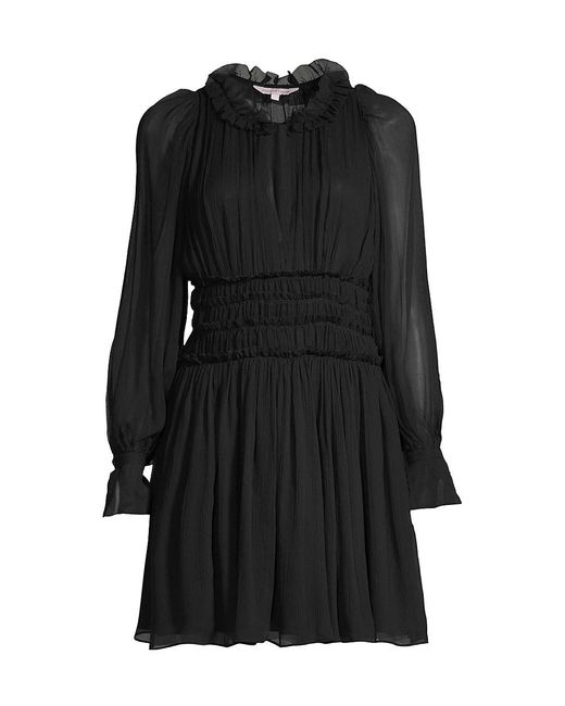 Rebecca Taylor Keyhole Long Sleeve Mini Dress in Black | Lyst