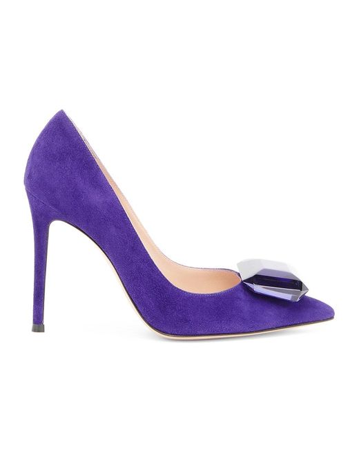 Gianvito Rossi Jaipur Suede Embellished Pumps in Indigo (Blue) | Lyst