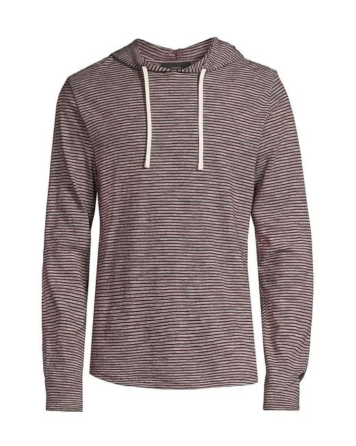 Vince Cotton Slub Striped Hoodie Sweater in Gray for Men | Lyst