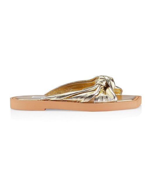Jimmy Choo Tropica Metallic Leather Flat Slides | Lyst