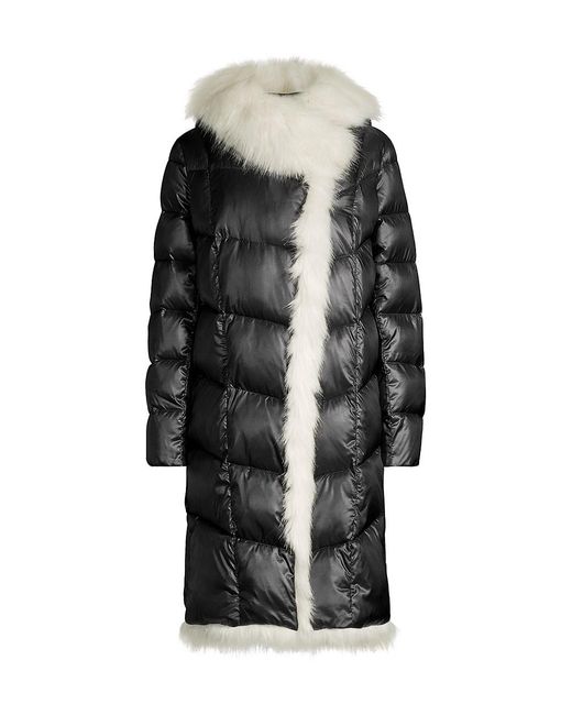 Donna Karan Fauxfurtrimmed Sleeping Bag Coat in Black Lyst