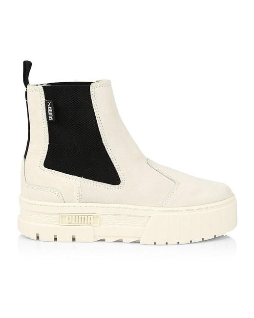 PUMA Mayze Suede Chelsea Boots in White - Lyst