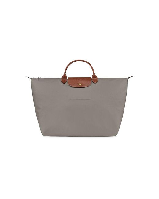 Longchamp Canvas Large Le Pliage 18" Travel Bag in Gray Lyst
