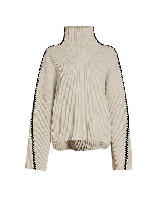 Rag & Bone Wool Ingrid Stitched Turtleneck Sweater in Ivory (White) | Lyst