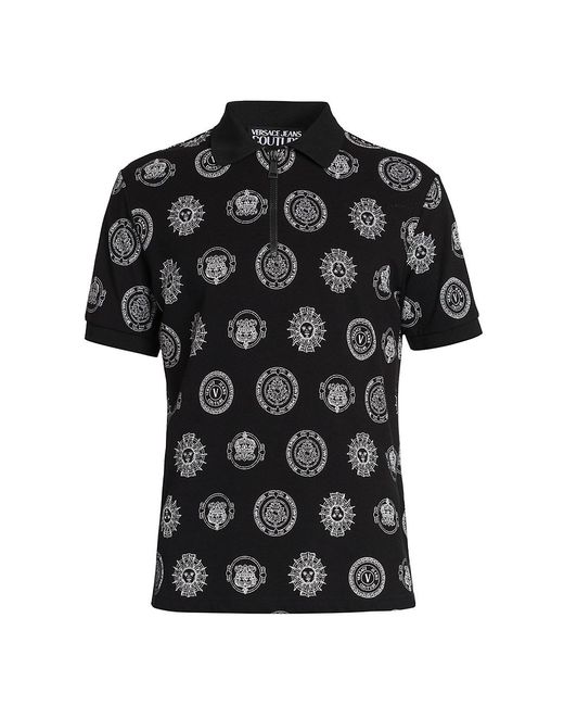 Versace Jeans Couture Contrast Medallions Polo Shirt in Black for Men | Lyst