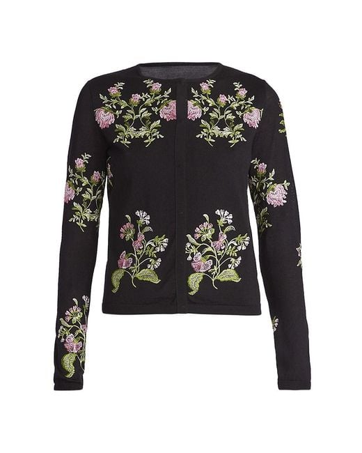 Giambattista Valli Embroidered Cashmere & Silk Knit Cardigan in Black ...