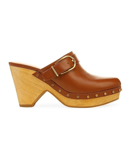 Veronica Beard Hendrix Leather Clogs in Brown | Lyst