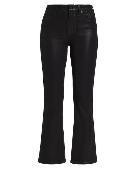PAIGE Claudine Faux Leather Flare Ankle Pants in Black | Lyst