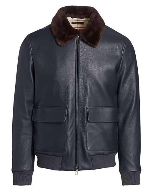 Loro Piana Nutria Fur-collar Leather Jacket for Men | Lyst