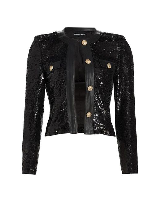 Generation Love Aliana Sequin Jacket in Black | Lyst