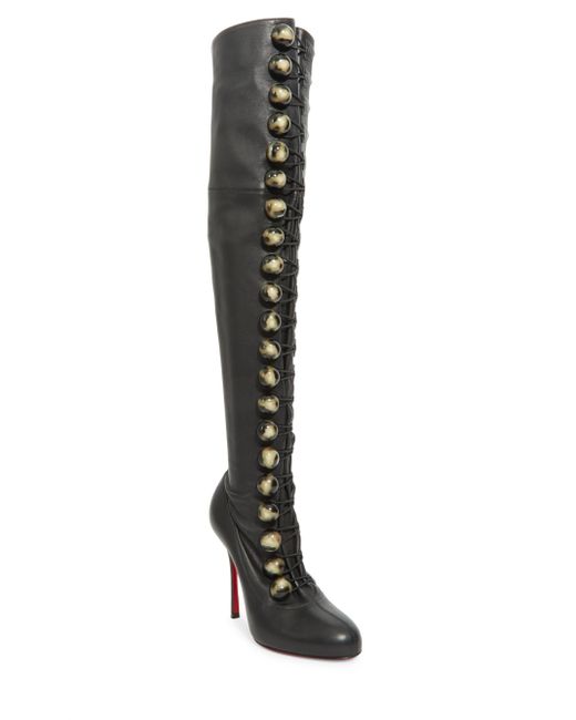 Christian Louboutin Fabiola 100 Leather Thigh High Boots in Black | Lyst