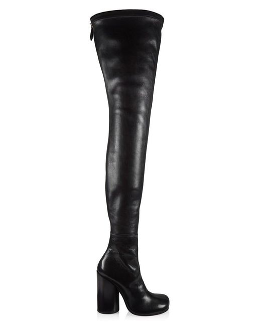 Burberry Anita Leather Over-the-knee Boots in Black | Lyst