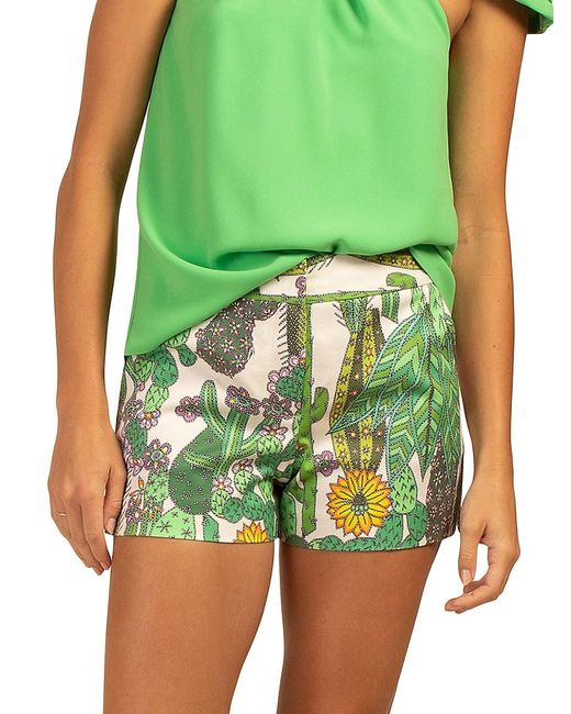 Trina Turk Cotton Corbin Floral & Cactus-print Shorts in Natural | Lyst