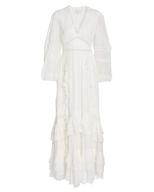 Rococo Sand Synthetic Mia Ruffled Viscose Maxi Dress in White | Lyst