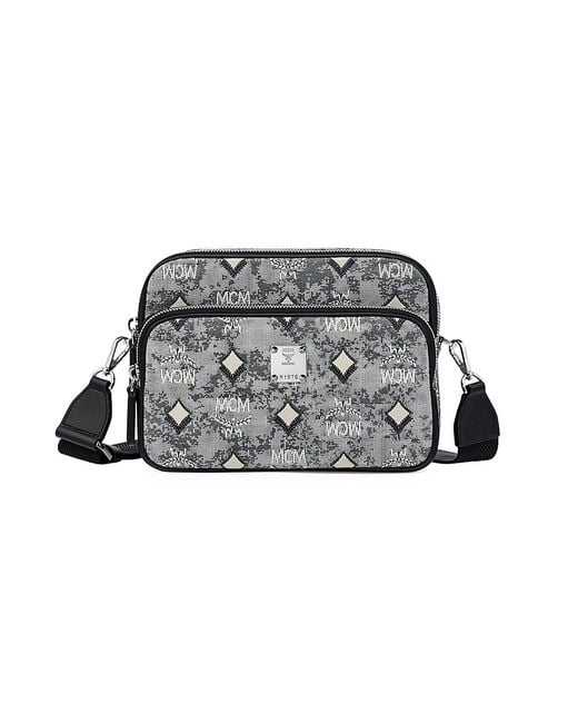 MCM Cotton Klassik Vintage Jacquard Monogram Crossbody Bag in Grey
