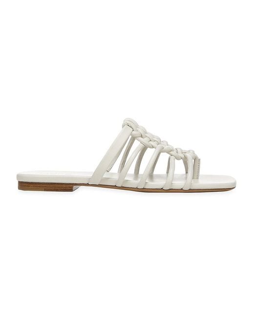 Vince Dae Woven Leather Thong Sandals in White | Lyst