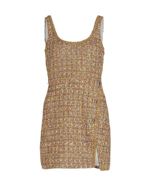 SelfPortrait Synthetic Tinsel Boucle Minidress in Gold (Metallic) Lyst