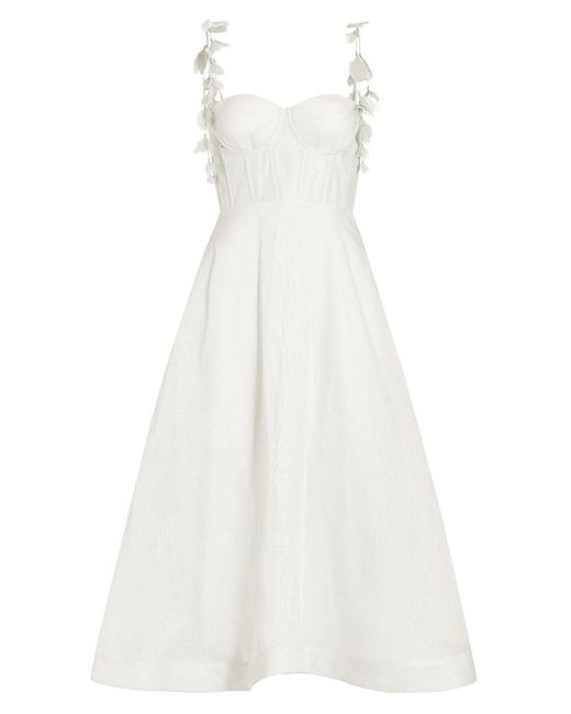 Zimmermann Wonderland Corset Midi-dress in White | Lyst