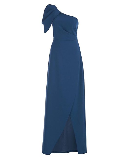 Kay Unger Synthetic Briana Draped One-shoulder Gown in Blue | Lyst