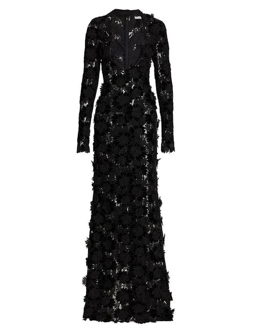 Oscar de la Renta Velvet Guipure Lace Gown in Black Lyst