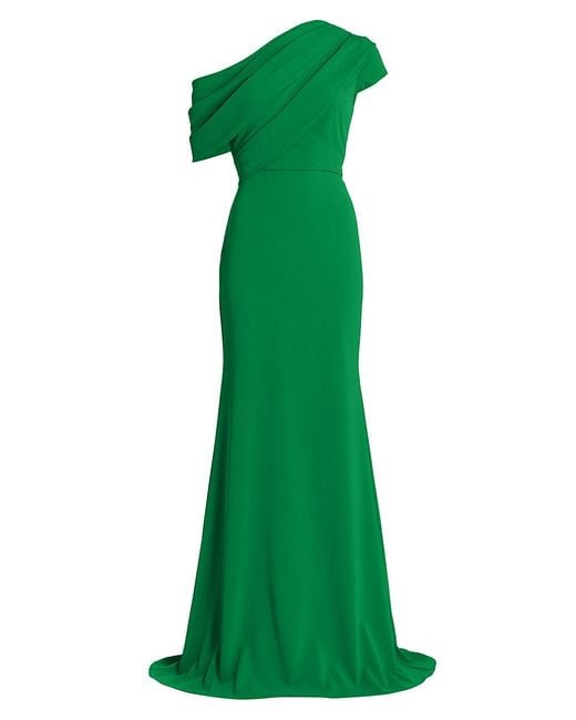 Badgley Mischka Synthetic Draped One-shoulder Gown in Green - Lyst