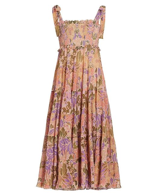 Zimmermann Cotton Violet Tiered Sundress in Lilac Floral (Purple) | Lyst